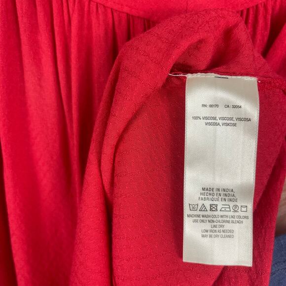 Womens Maeve by Anthropologie Boho Tunic 3/4 Sleeve Top Red‎ 4 - Picture 6 of 7